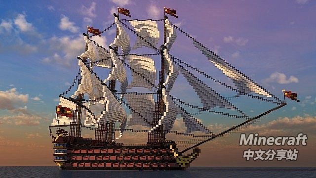Minecraft我的世界santa Ana西班牙风帆战船 Minecraft中文分享站